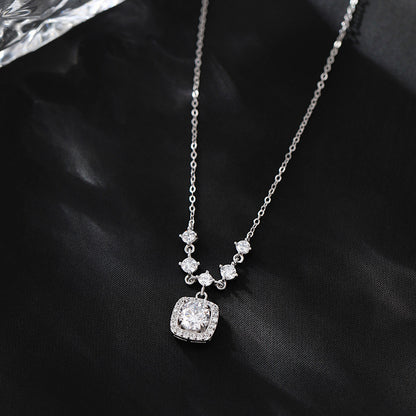 Dapaza 999 Sterling Silver Sugar Cube Necklace Women