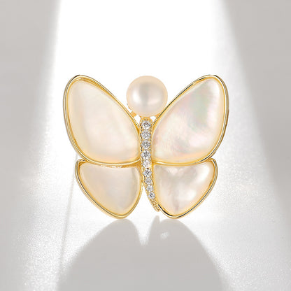 Break The Cocoon Into A Butterfly Natural Shell Butterfly Brooch