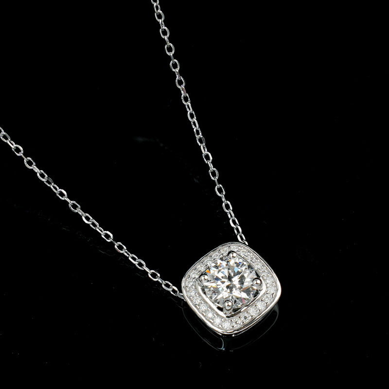 Geometric Halo Lab-Grown Diamond Necklace - S925 Sterling Silver