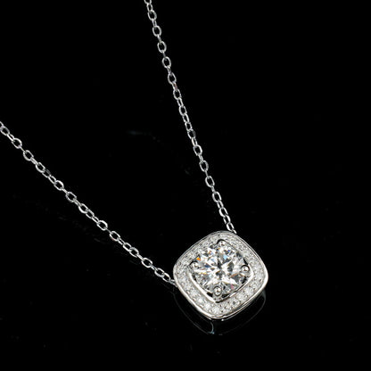 Geometric Halo Lab-Grown Diamond Necklace - S925 Sterling Silver
