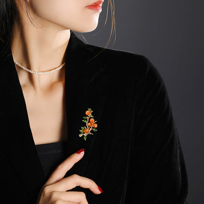 Artsy Pastoral Persimmon Brooch