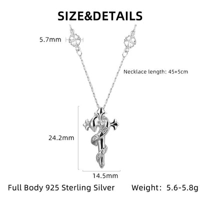 S925 Sterling Silver Necklace Stacked Personalized Iris Snake Scepter Cross Clavicle Chain