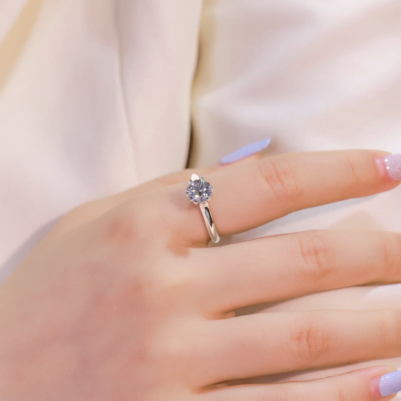 Classic 1ct Lab-Grown Diamond 6-Prong Solitaire Ring - S925 Sterling Silver