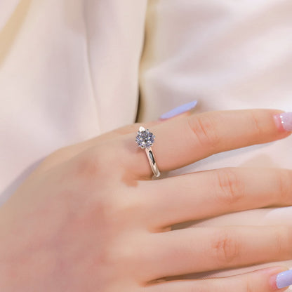 Classic 1ct Lab-Grown Diamond 6-Prong Solitaire Ring - S925 Sterling Silver