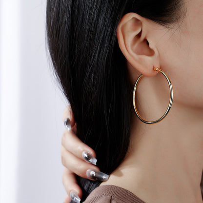 New Circle Earrings S925 Sterling Silver Minimalist Style Hoop Earrings