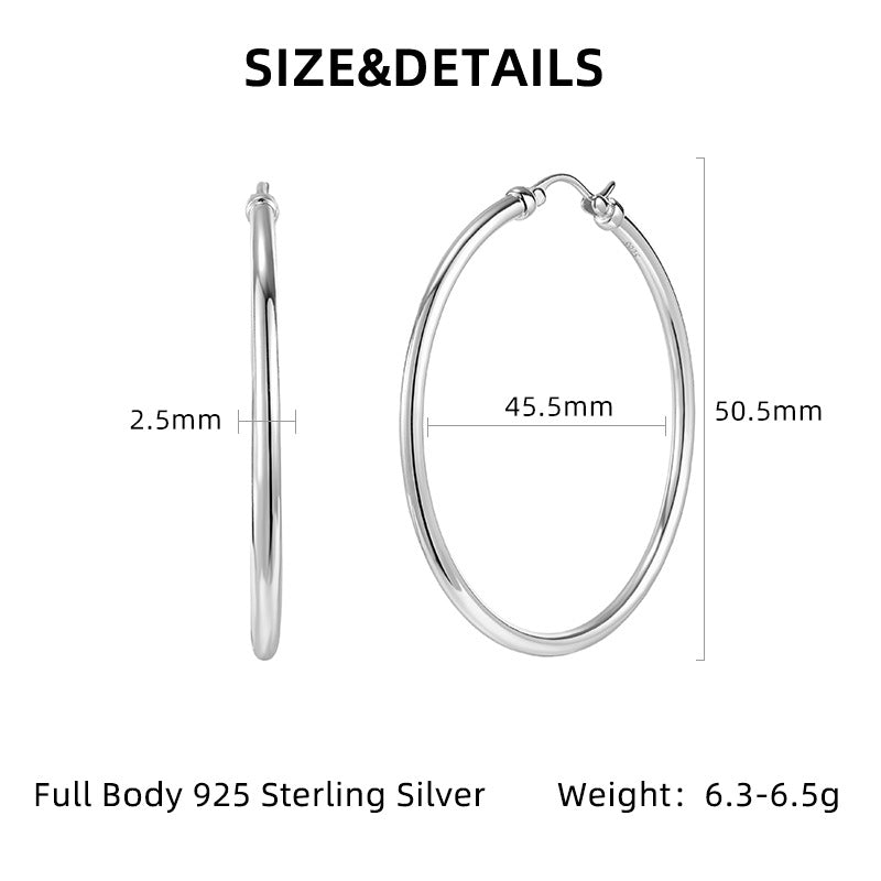 New Circle Earrings S925 Sterling Silver Minimalist Style Hoop Earrings