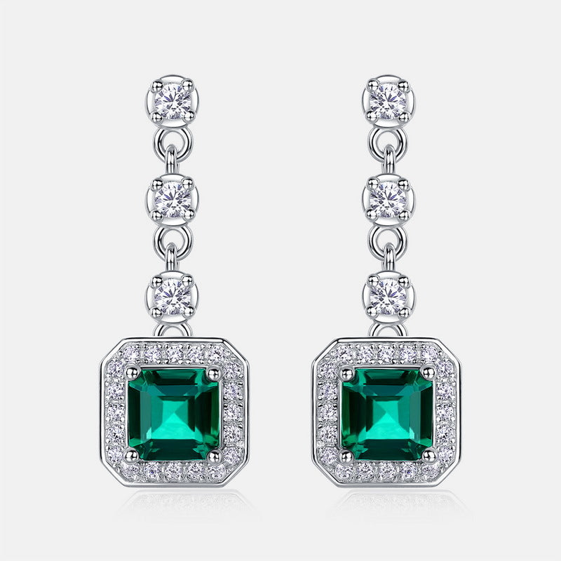Statement Drop: Gold-Plated Lab-Grown Emerald Dangle Earrings | 925 Silver | Dapaza