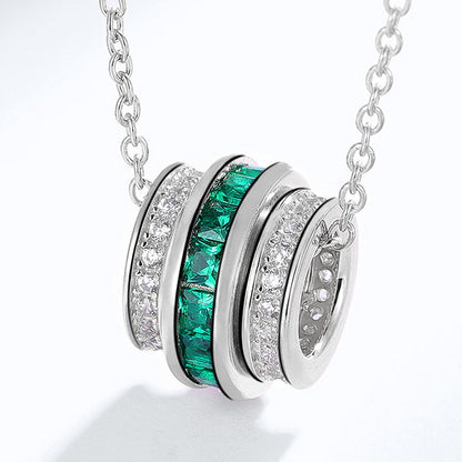Lab-Grown Emerald Pendant Necklace - S925 Sterling Silver