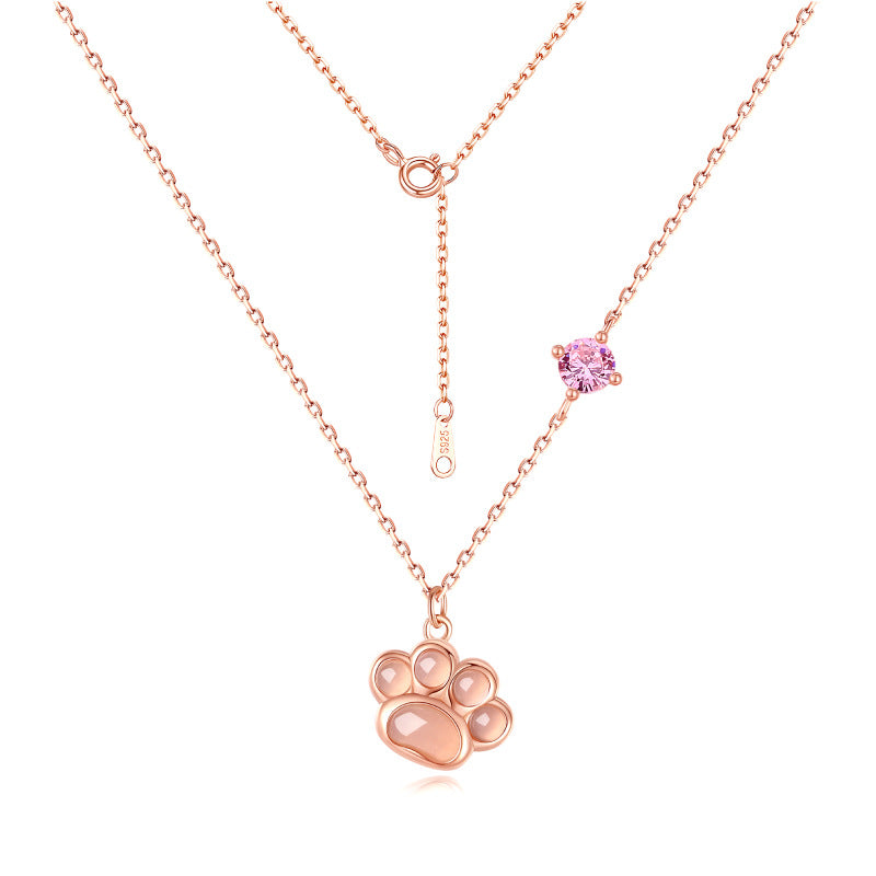 Dapaza Cat Claw Powder Crystal Necklace Female Pendant