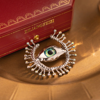 Vintage Gold Statement Eye Brooch