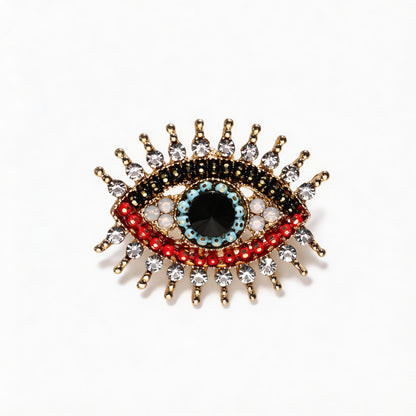 Antique Rhinestone Devil's Eye Brooch
