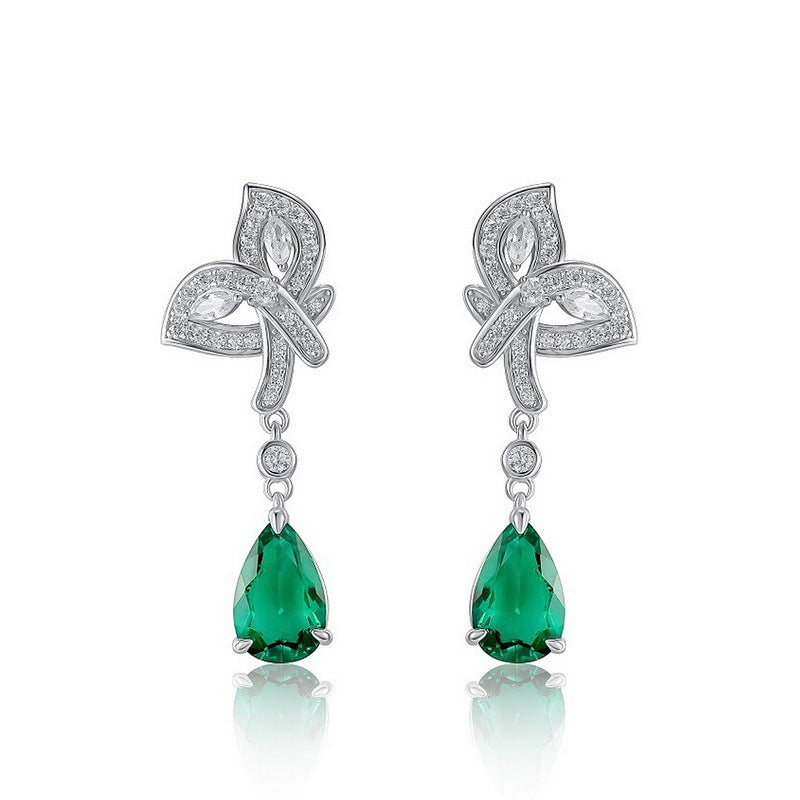 Vintage Teardrop: Elegant Pear-Cut Lab-Grown Emerald Drop Earrings | 925 Silver | Dapaza