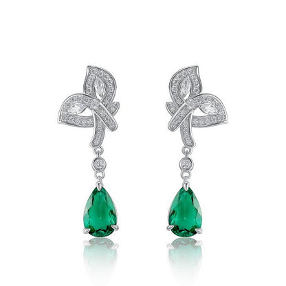 Vintage Teardrop: Elegant Pear-Cut Lab-Grown Emerald Drop Earrings | 925 Silver | Dapaza