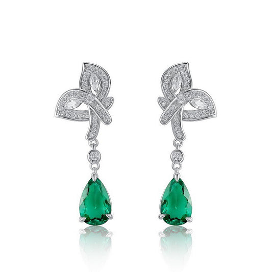 Vintage Teardrop: Elegant Pear-Cut Lab-Grown Emerald Drop Earrings | 925 Silver | Dapaza