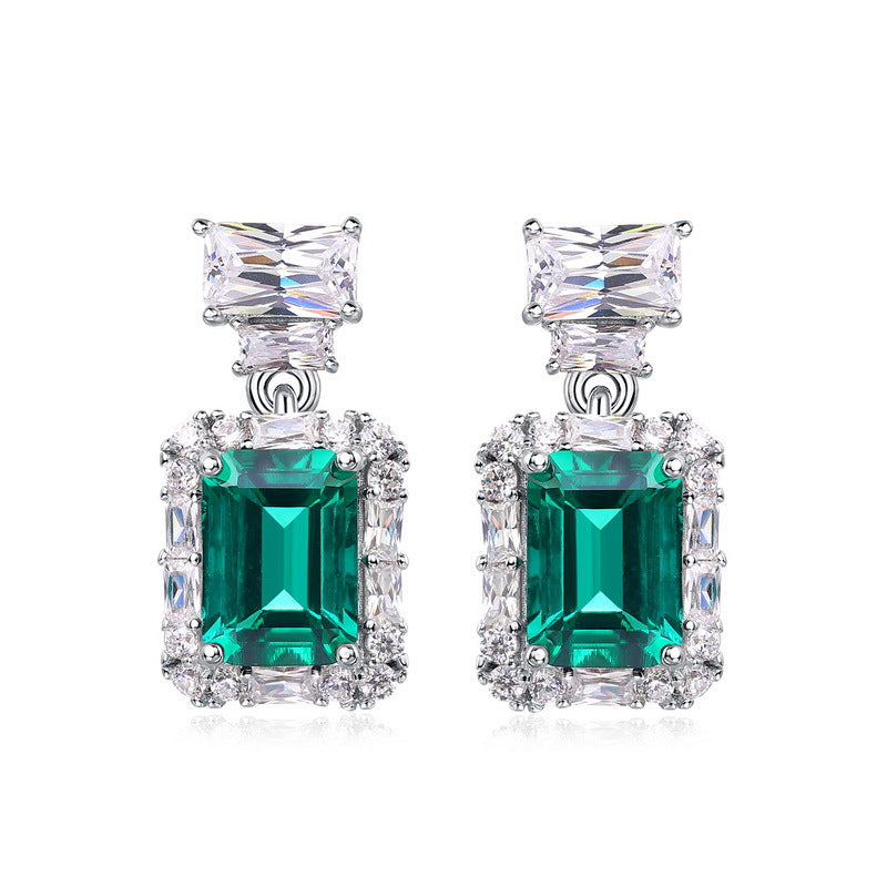 Versatile Radiance: Lab-Grown Emerald & Gemstone Cluster Drop Earrings | 925 Silver