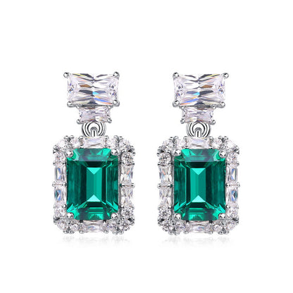 Versatile Radiance: Lab-Grown Emerald & Gemstone Cluster Drop Earrings | 925 Silver