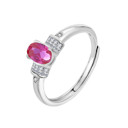 S925 Sterling Silver Ring Women's Zirconium Niche Design Adjustable Ring with Opening