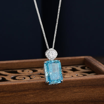 Dapaza S925 Silver Natural Aquamarine Necklace