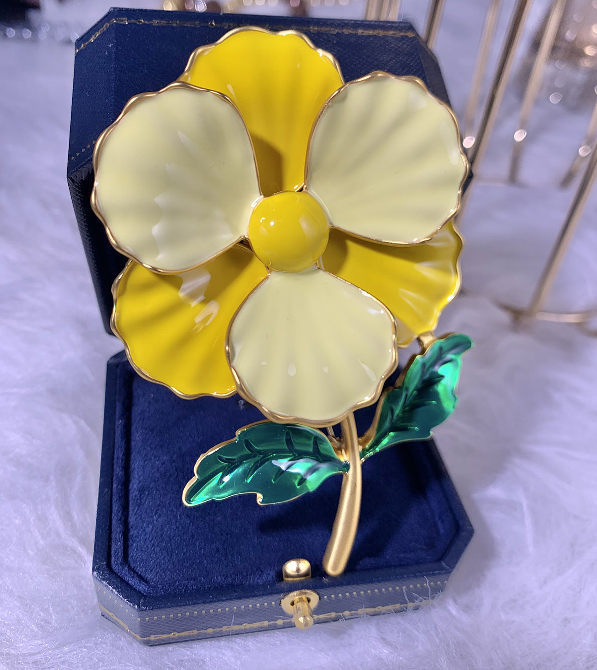 Vintage Enamel Camellia Brooch