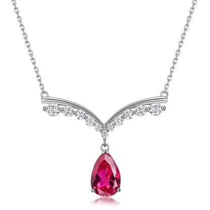 Liquid Drop: Gold-Plated Teardrop Lab-Grown Emerald Pendant Necklace | 925 Silver | Dapaza