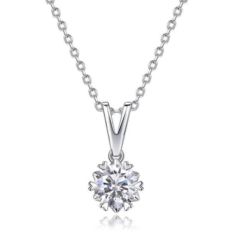 1 Carat Round Lab-Grown Diamond Heart 6-Prong Necklace - S925 Silver