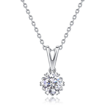 1 Carat Round Lab-Grown Diamond Heart 6-Prong Necklace - S925 Silver