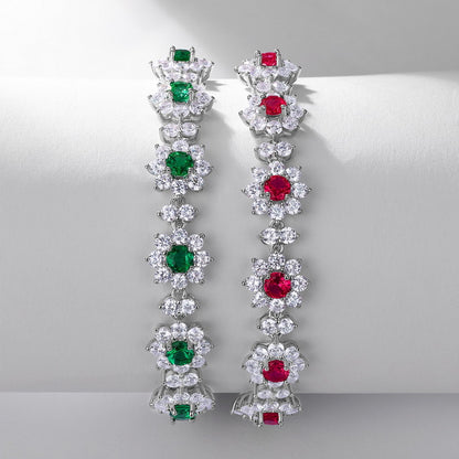 Lab-Grown Emerald Sunflower Bracelet - S925 Sterling Silver Floral Jewelry