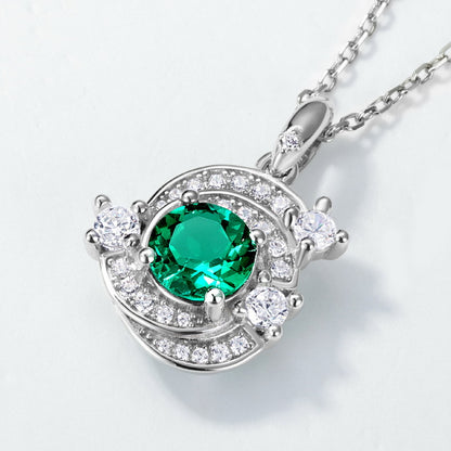 Modern Solitaire: Lab-Grown Emerald Pendant Necklace | 925 Silver | Dapaza
