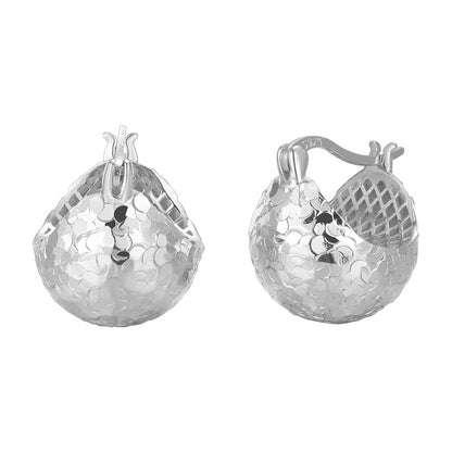 Crushed Ice Earrings Dragon Scale Ice Cream Earrings 925 Sterling Silver Sparkling Pine Cone Round Earrings Earrings