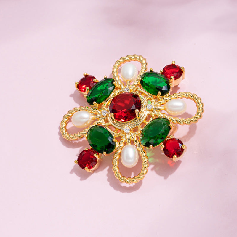 Vintage Pearl Clover Brooch