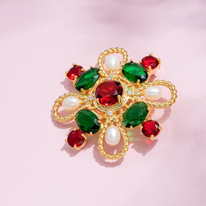Vintage Pearl Clover Brooch