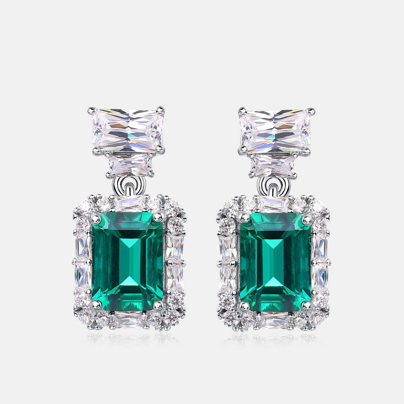 Versatile Radiance: Lab-Grown Emerald & Gemstone Cluster Drop Earrings | 925 Silver