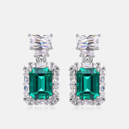 Versatile Radiance: Lab-Grown Emerald & Gemstone Cluster Drop Earrings | 925 Silver