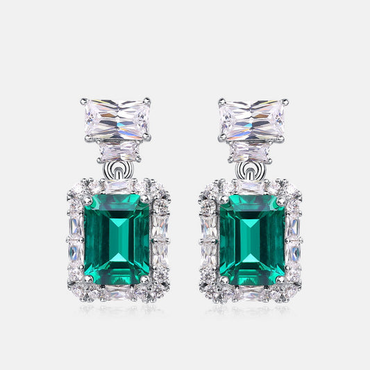 Versatile Radiance: Lab-Grown Emerald & Gemstone Cluster Drop Earrings | 925 Silver
