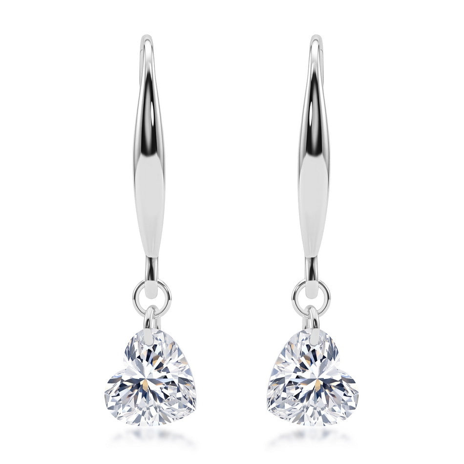 Romantic 1.40CTW Heart-Shaped HPHT Lab Grown Diamond Dangle Drop Hook Earrings | S925 Sterling Silver Marquise Ear Wire - Dapaza