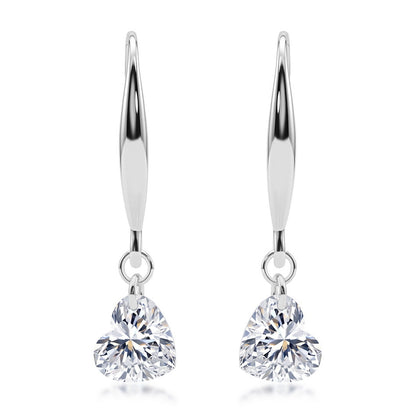 Romantic 1.40CTW Heart-Shaped HPHT Lab Grown Diamond Dangle Drop Hook Earrings | S925 Sterling Silver Marquise Ear Wire - Dapaza