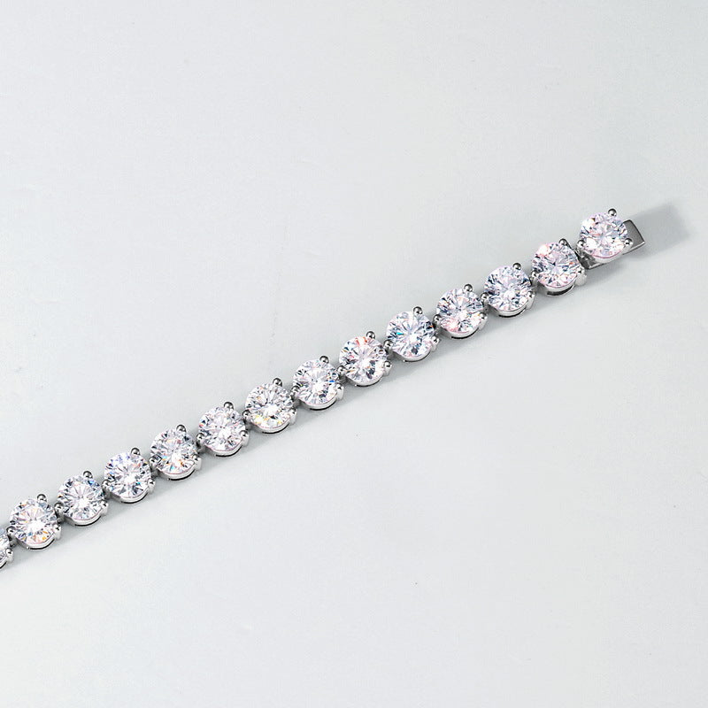 Trendy 6.15CTW Single Row Round Lab Grown Diamond Tennis Bracelet | Solid PT950 Platinum 9.57g Hip-Hop Unisex Iced Bracelet - Dapaza