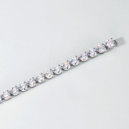 Trendy 6.15CTW Single Row Round Lab Grown Diamond Tennis Bracelet | Solid PT950 Platinum 9.57g Hip-Hop Unisex Iced Bracelet - Dapaza