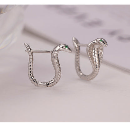 New S925 Sterling Silver Premium Cold Wind Cobra Earrings Spirit Snake Ear Buckle Male and Female Couples Ear Accessories