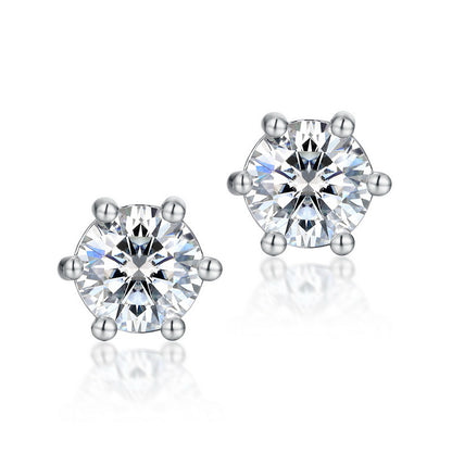 Classic 6-Prong Moissanite Solitaire Stud Earrings - S925 Sterling Silver