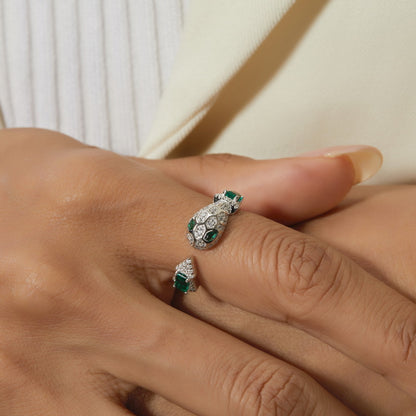 Mystic Serpent: Lab-Grown Emerald Snake Jewelry Set | 925 Silver | Dapaza