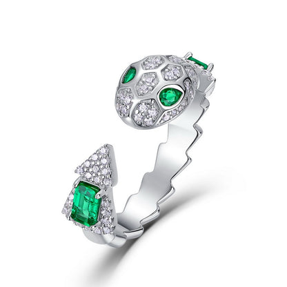 Mystic Serpent: Lab-Grown Emerald Snake Jewelry Set | 925 Silver | Dapaza