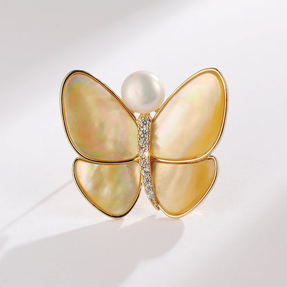 Break The Cocoon Into A Butterfly Natural Shell Butterfly Brooch