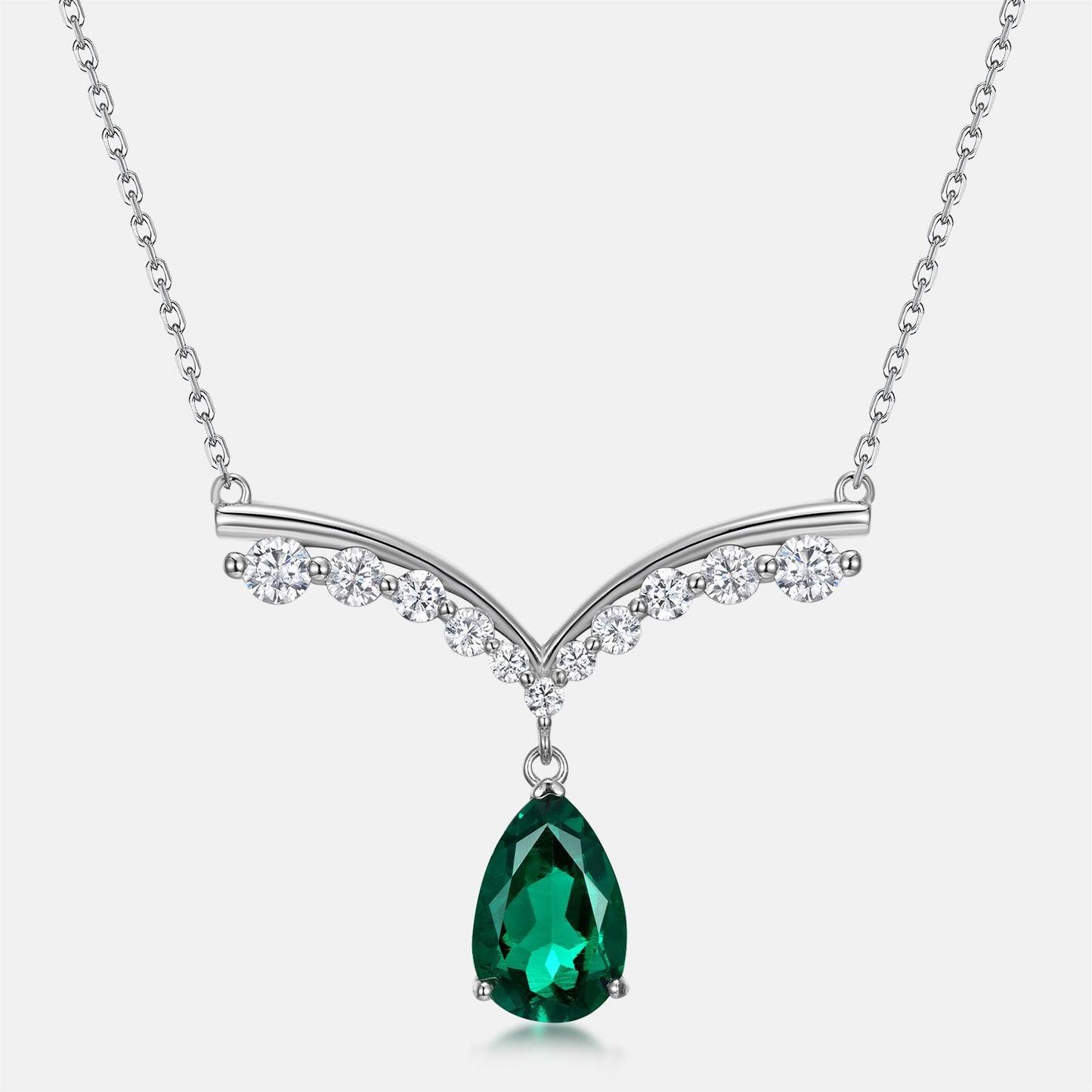 Liquid Drop: Gold-Plated Teardrop Lab-Grown Emerald Pendant Necklace | 925 Silver | Dapaza