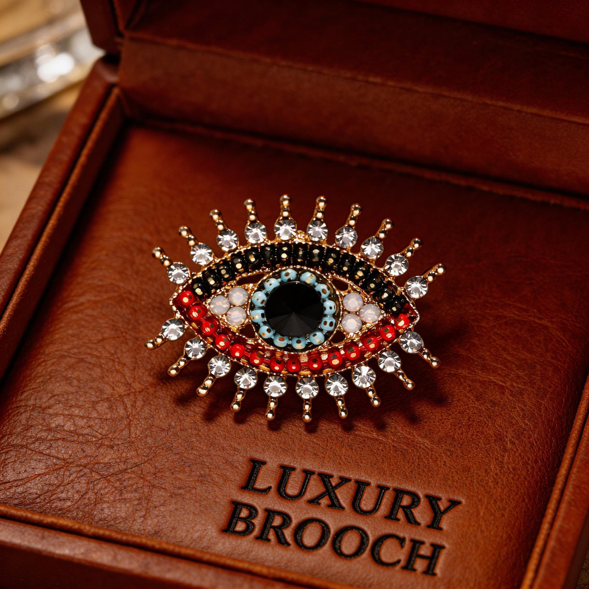 Antique Rhinestone Devil's Eye Brooch