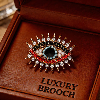 Antique Rhinestone Devil's Eye Brooch