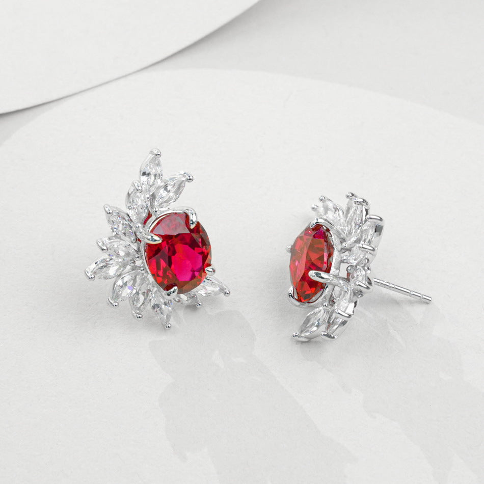 Blossom Cluster: Halo-Set Lab-Grown Emerald Flower Stud Earrings | 925 Silver | Dapaza