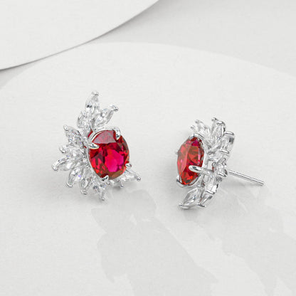 Blossom Cluster: Halo-Set Lab-Grown Emerald Flower Stud Earrings | 925 Silver | Dapaza