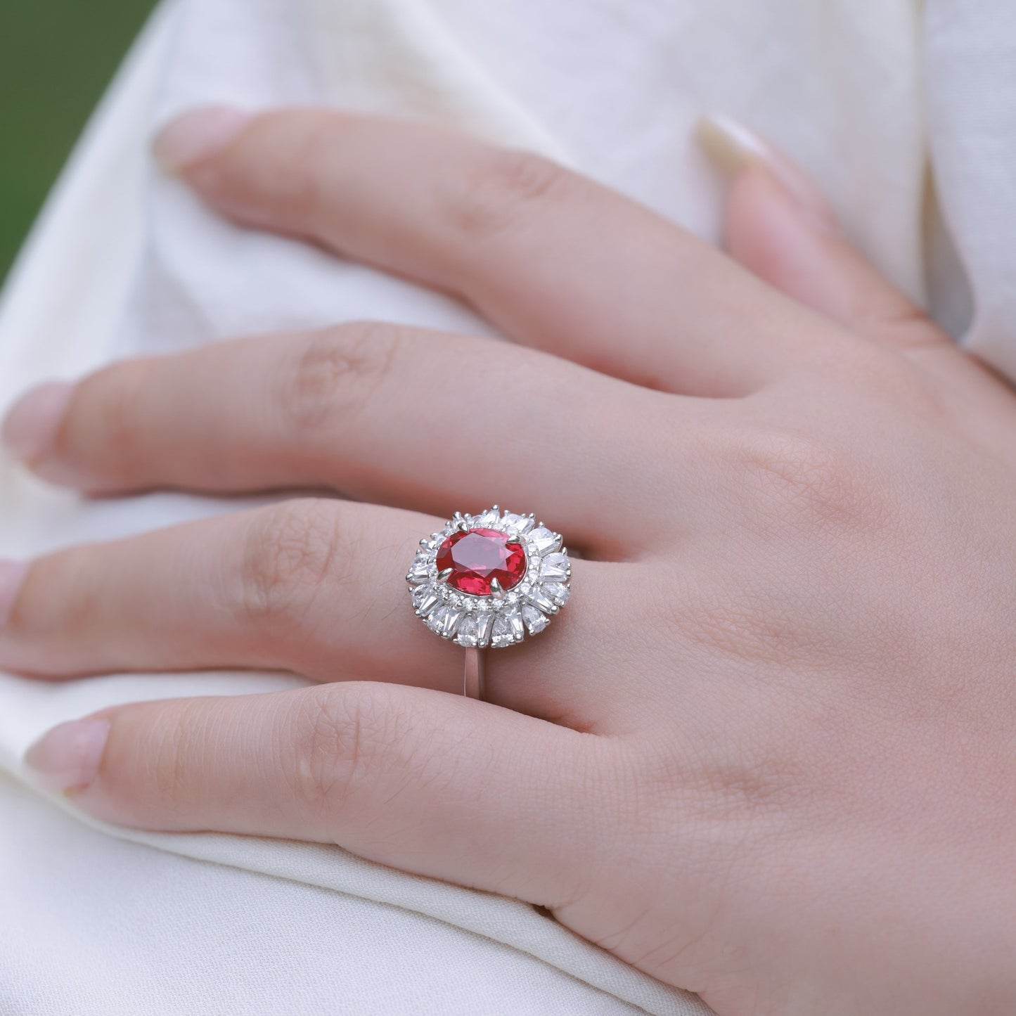 Royal Suite: 3-Carat Lab-Grown Sapphire & Emerald Oval Cocktail Ring Set | 925 Silver | Dapaza
