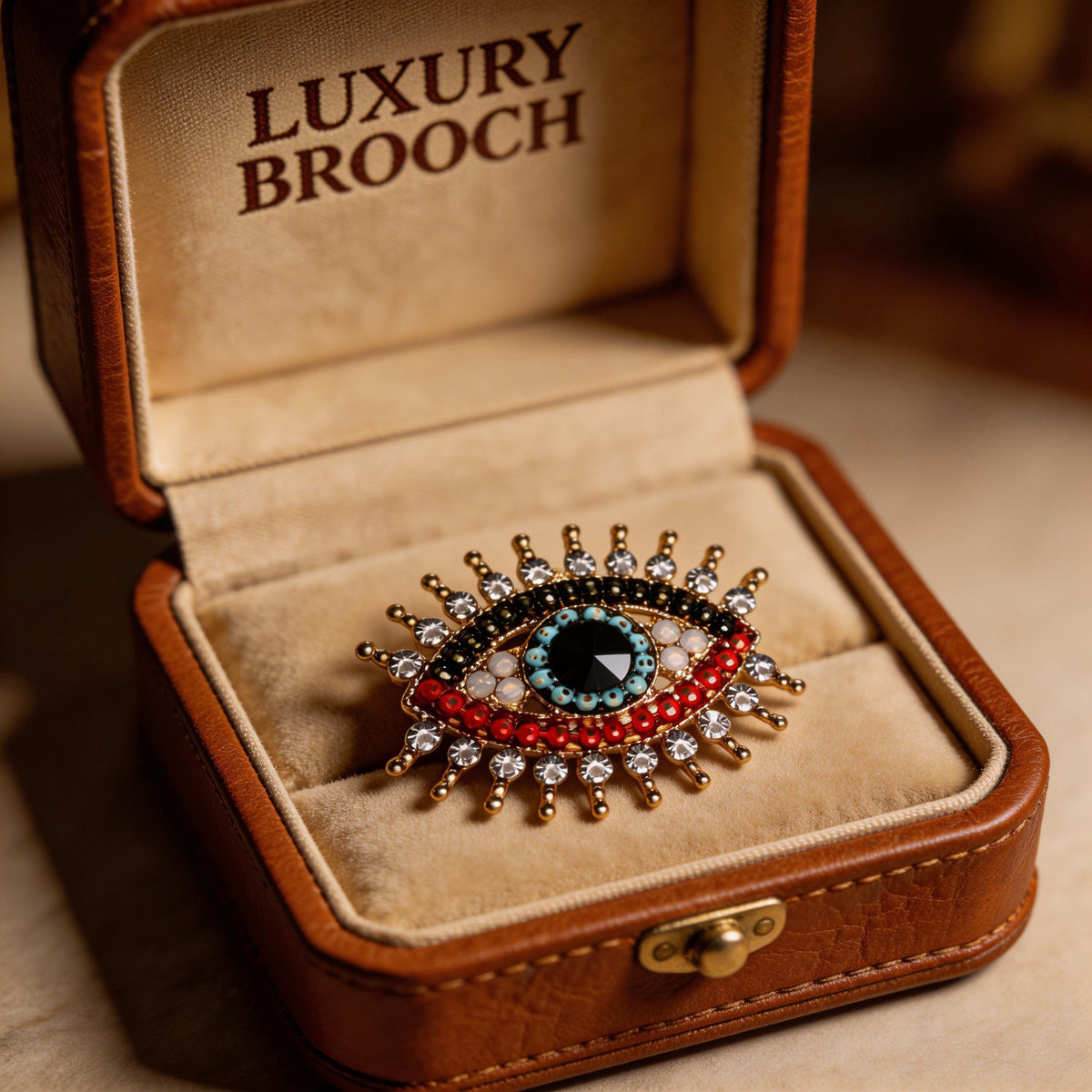 Antique Rhinestone Devil's Eye Brooch